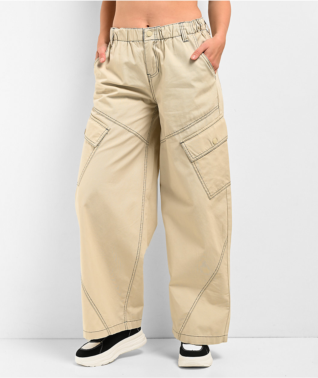 A.LAB Leo Y2K Rave Natural Wide Leg Cargo Pants