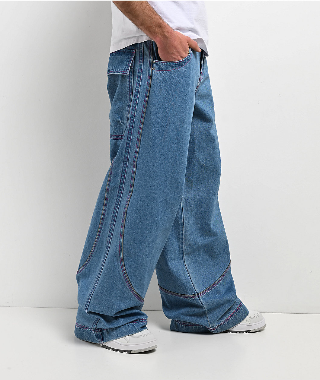 A.LAB Mega Piped Blue & Pink Jeans