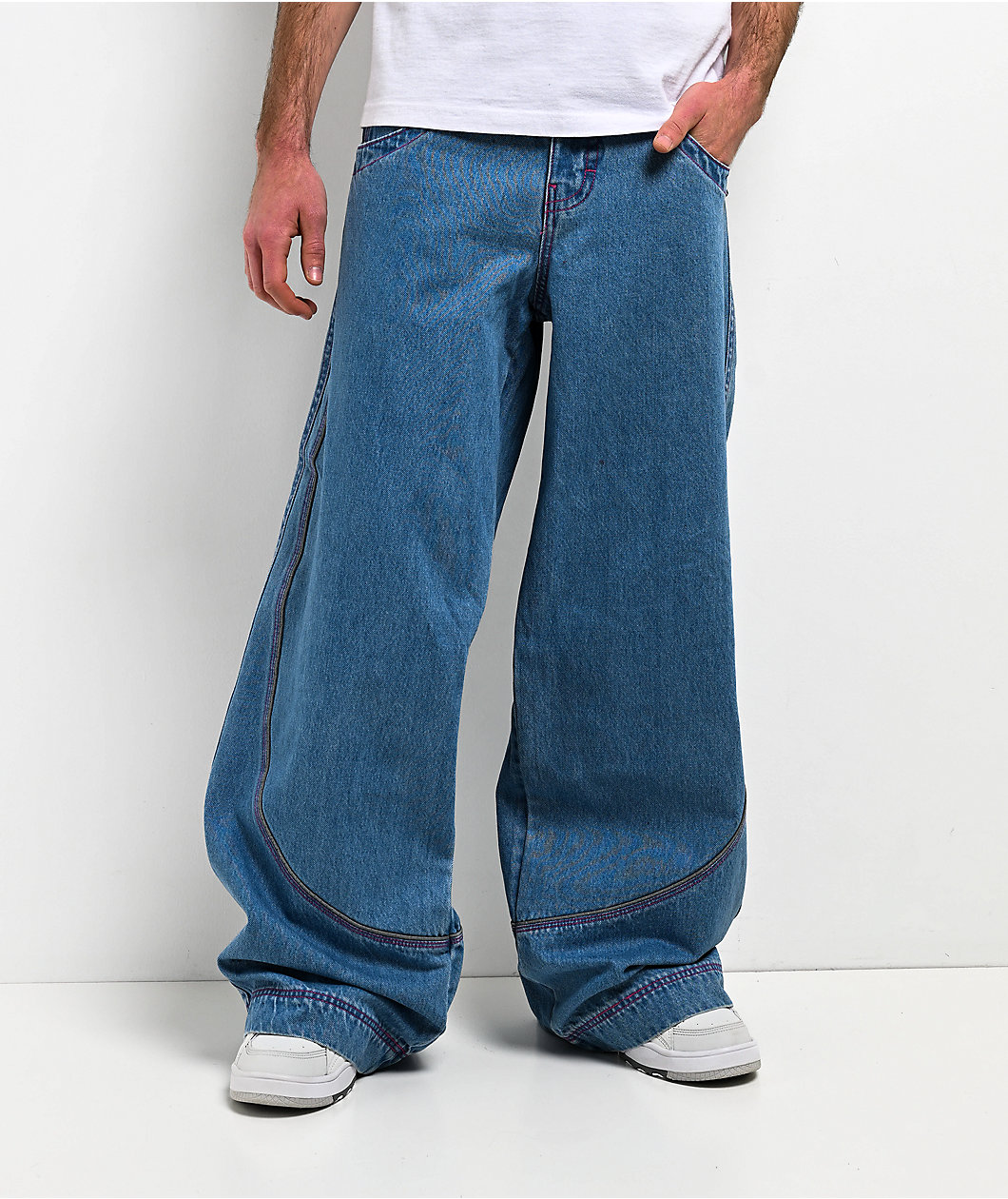 A.LAB Mega Piped Blue & Pink Jeans