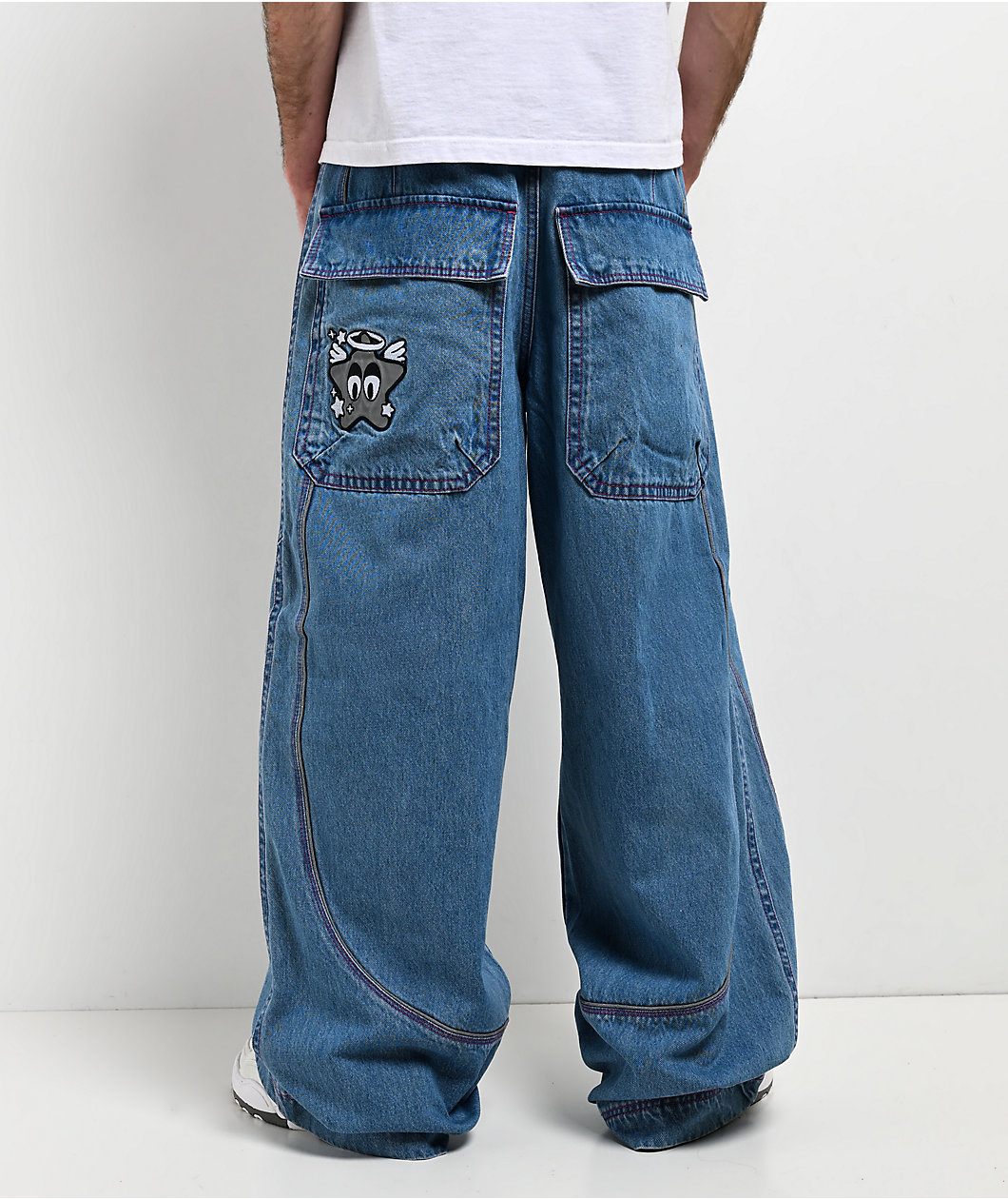 A.LAB Mega Piped Blue & Pink Jeans