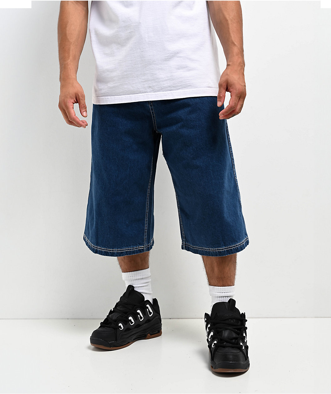 A.LAB Mega Rave Dark Blue Denim Skate Shorts