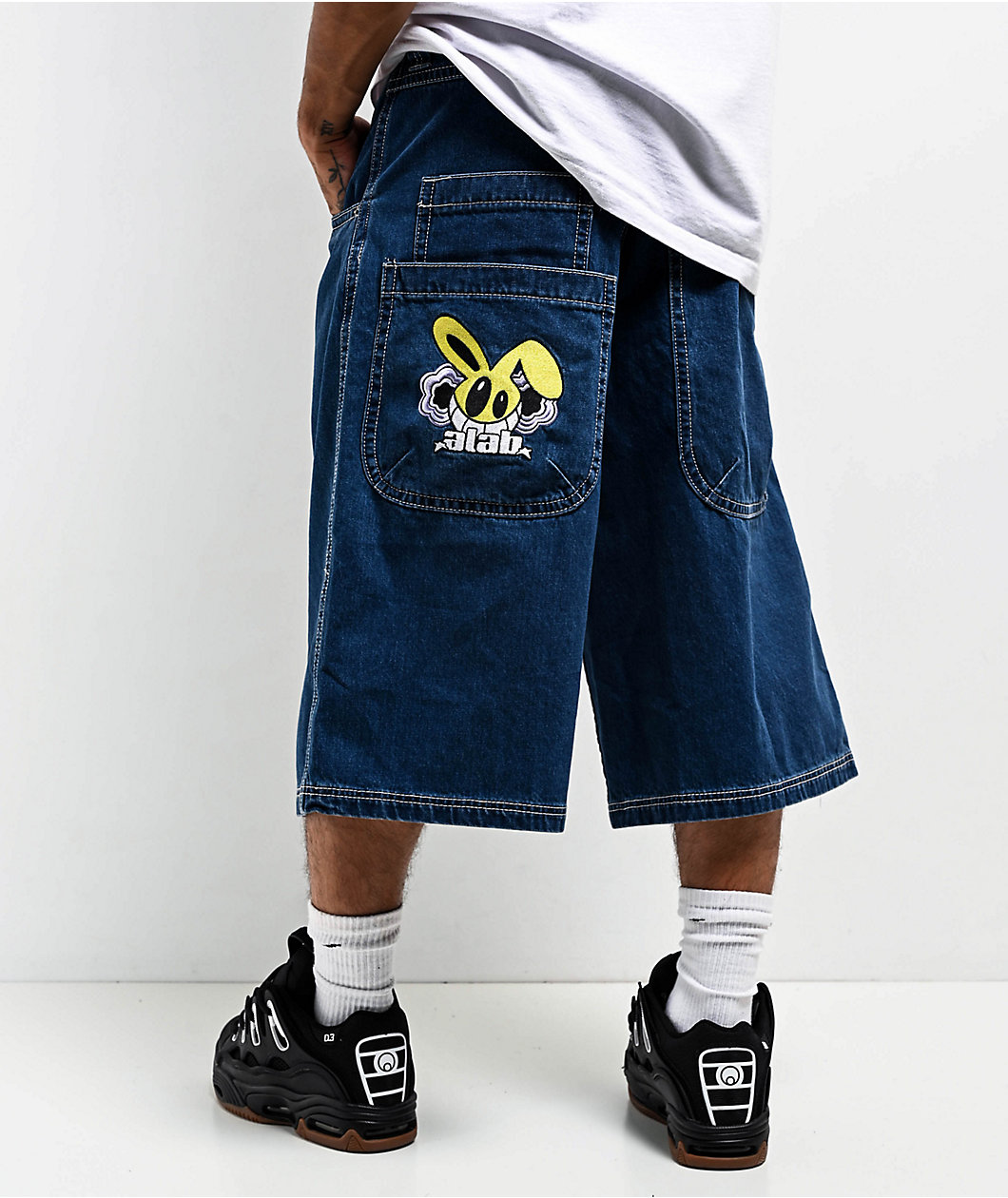 A.LAB Mega Rave Dark Blue Denim Skate Shorts