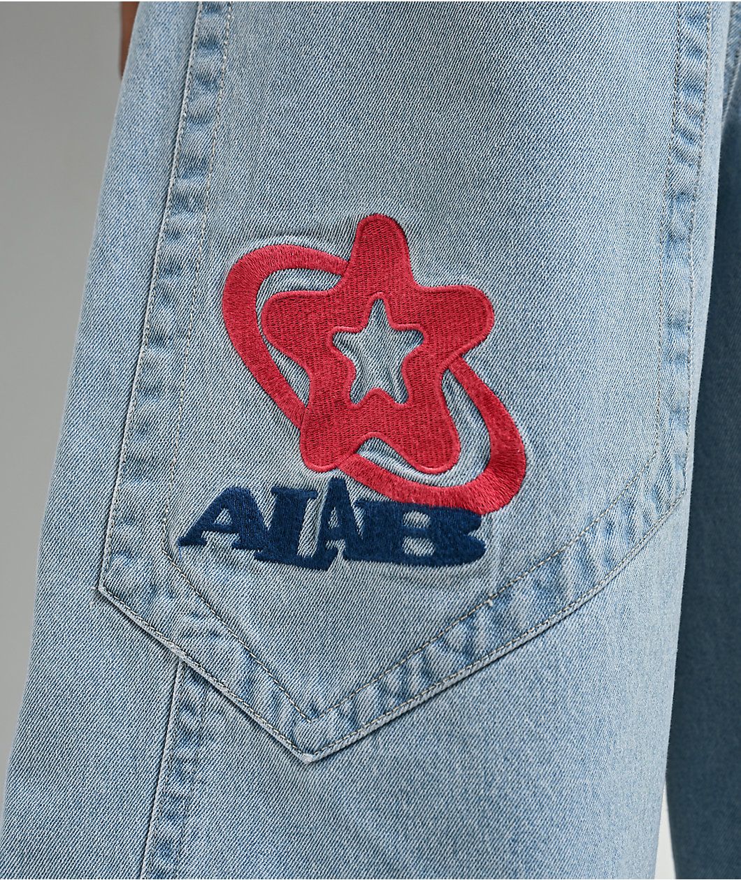 A.LAB Mega Star Light Blue Wash Denim Shorts