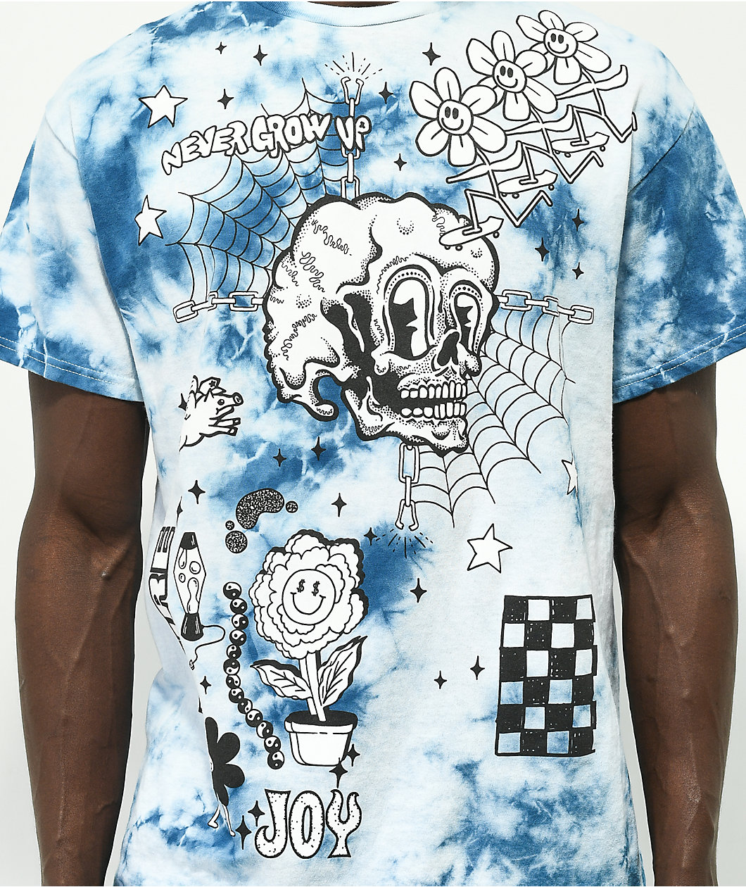 A.LAB Never Grow Up Blue & White Tie Dye T-Shirt