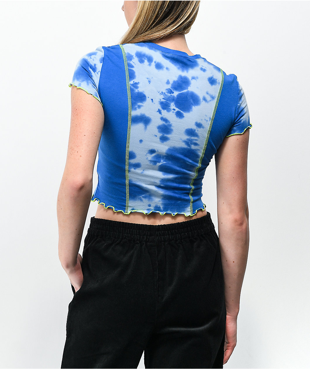 A.LAB Nikole Blue Tie Dye Crop T-Shirt