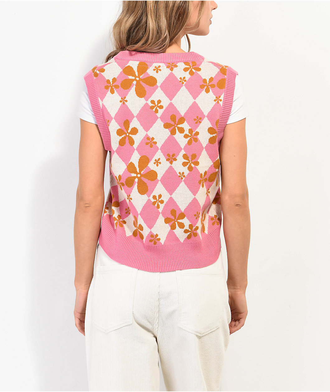 A.LAB Noire Pink Crop Sweater Vest