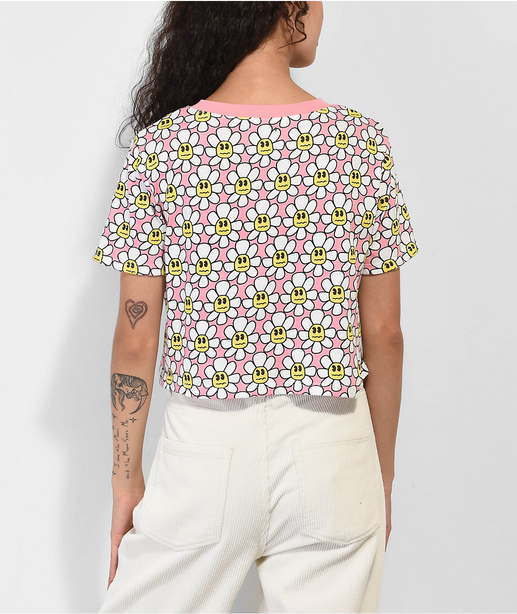 A.LAB Quinnie Daisy All Over Pink Crop T-Shirt