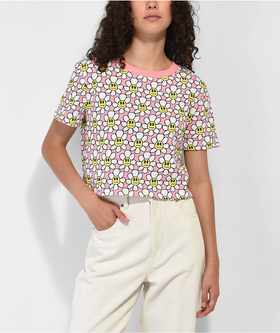 A.LAB Quinnie Daisy All Over Pink Crop T-Shirt