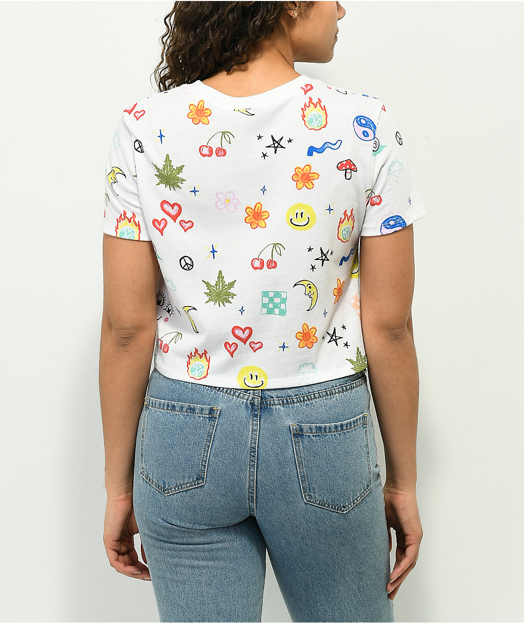 A.LAB Quinnie Doodle White Crop T-Shirt