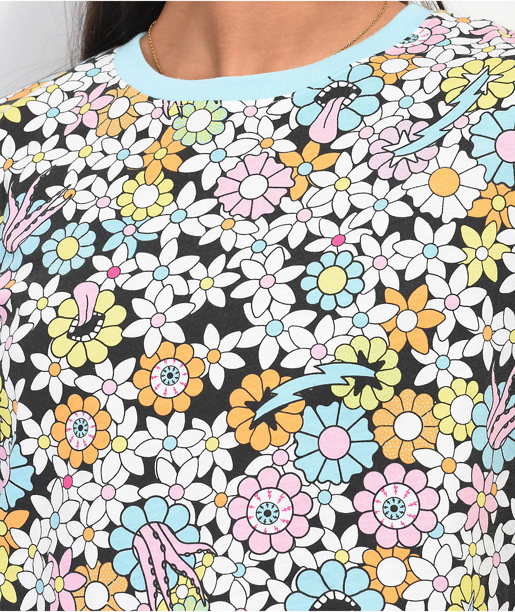 A.LAB Quinnie Trippy Floral Crop T-Shirt