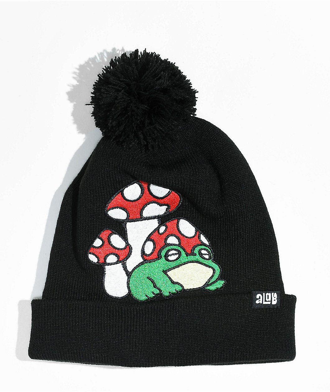 A.LAB Ribbit Black Pom Beanie