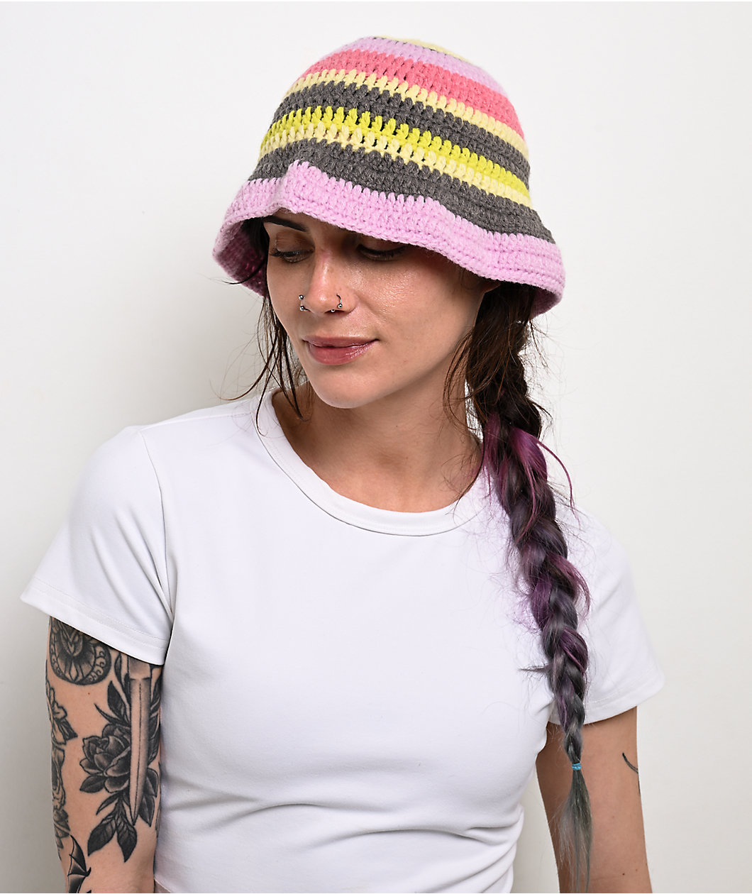 A.LAB RomCom Stripe Crochet Bucket Hat