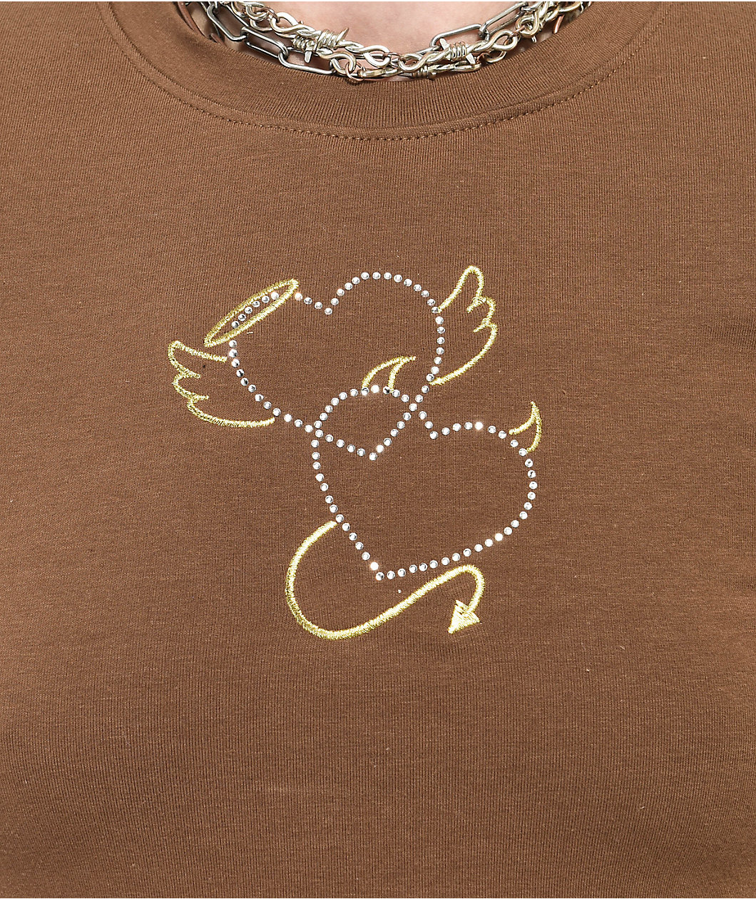 A.LAB Serina Angel Heart Brown Crop T-Shirt