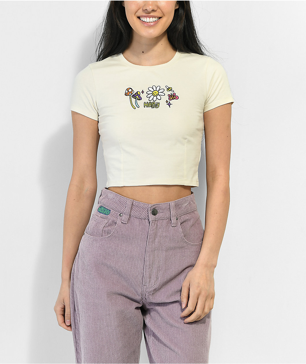 A.LAB Serina Happy Tan Crop T-Shirt