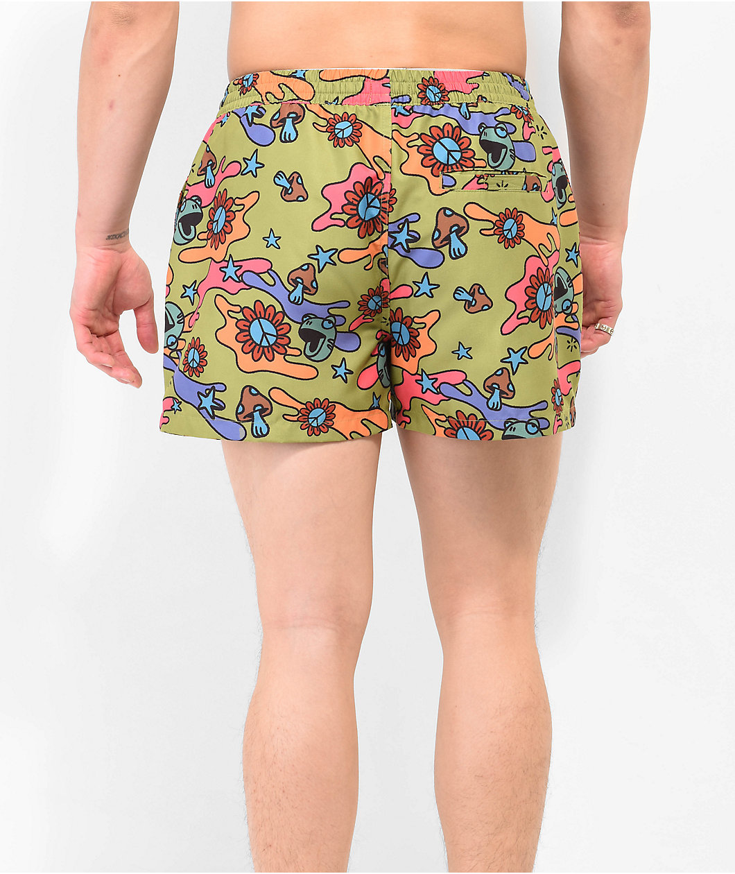 A.LAB Skippy Trippy Green Board Shorts