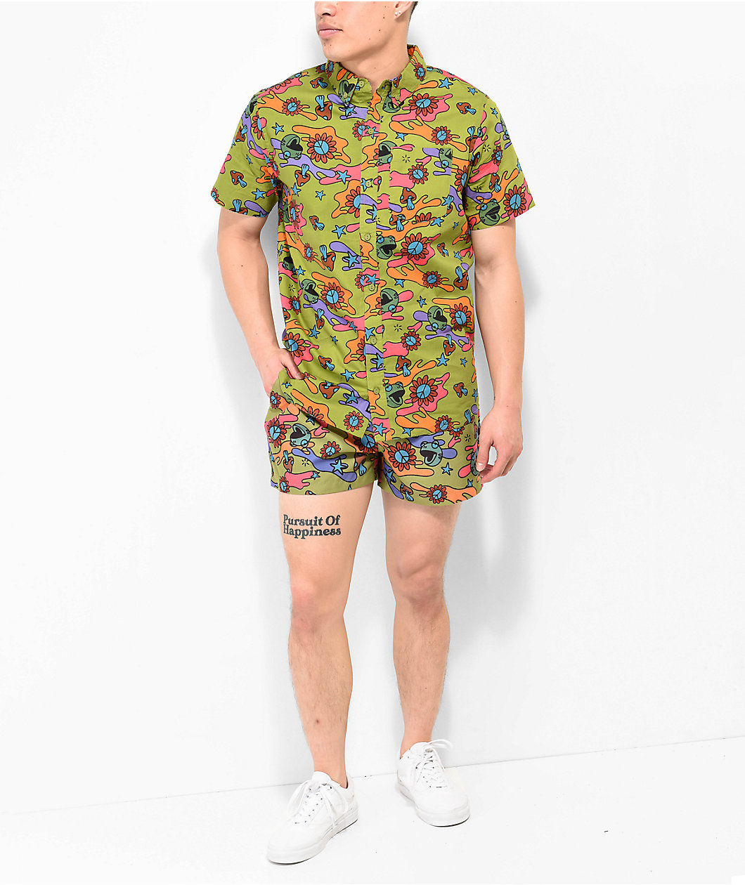 A.LAB Skippy Trippy Green Board Shorts