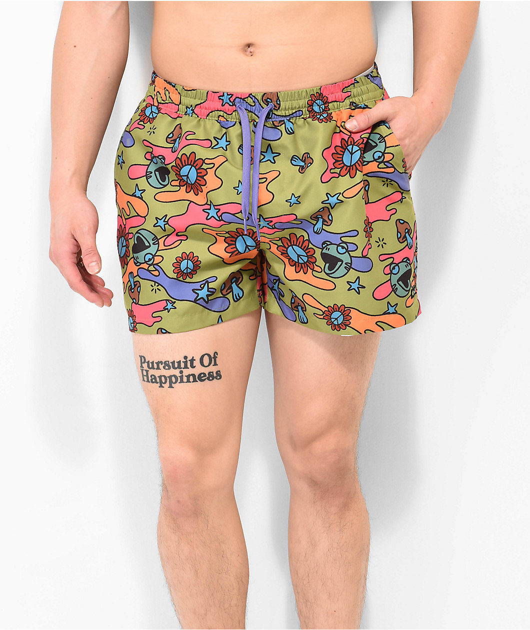 A.LAB Skippy Trippy Green Board Shorts