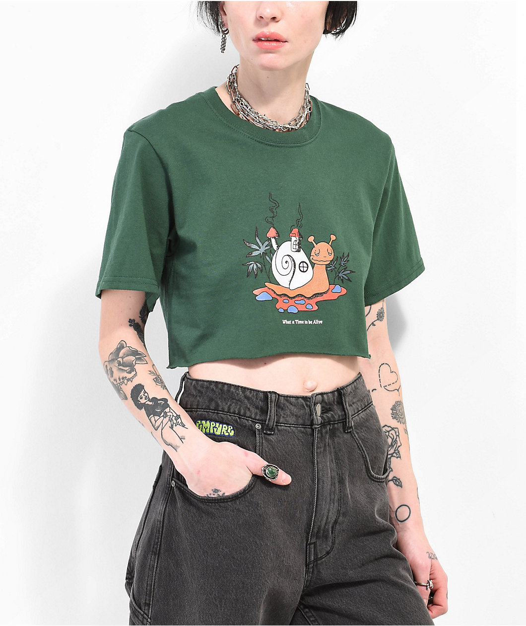 A.LAB Snail House Green Crop T-Shirt