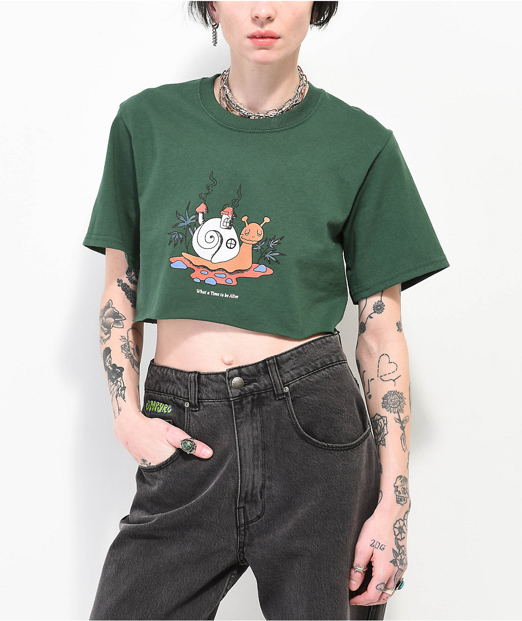 A.LAB Snail House Green Crop T-Shirt