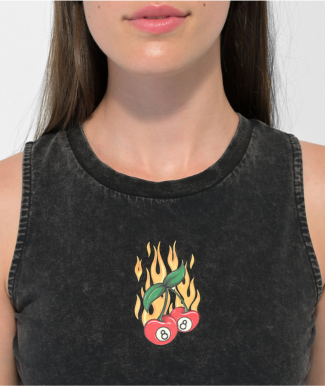 A.LAB Sullivan Flaming Cherry Black Wash Crop Tank Top