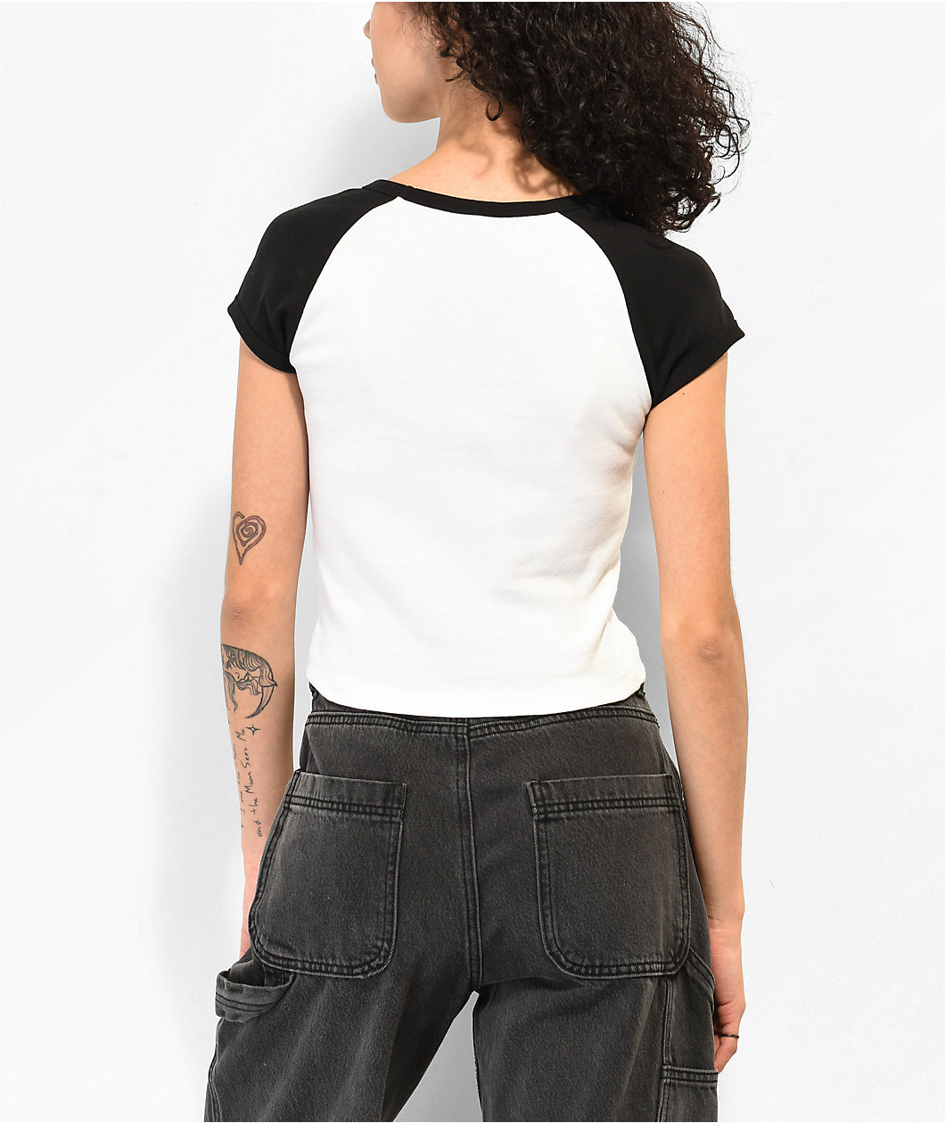 A.LAB Tammie Black & White Raglan Crop T-Shirt