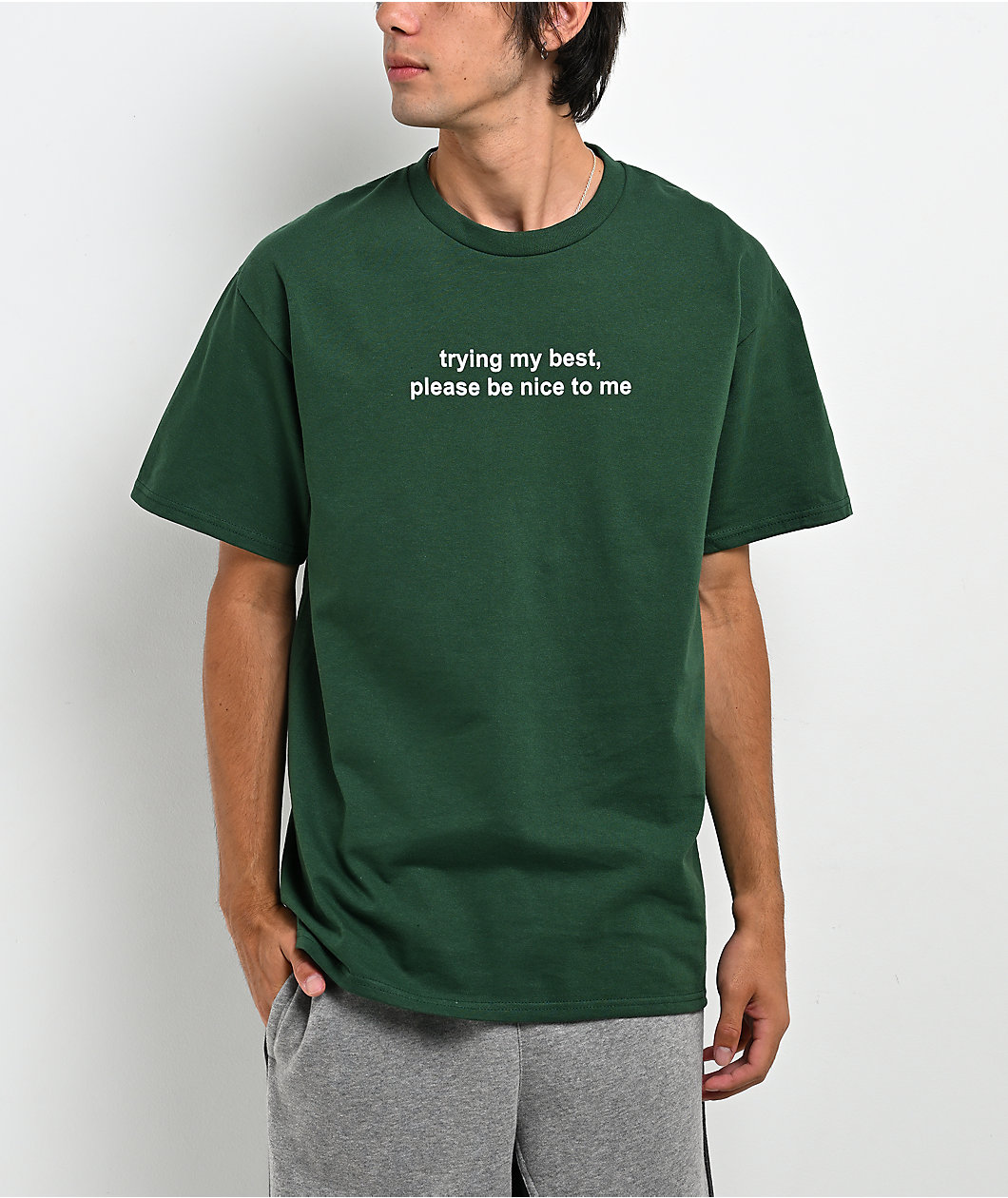 A.LAB Trying My Best Green T-Shirt