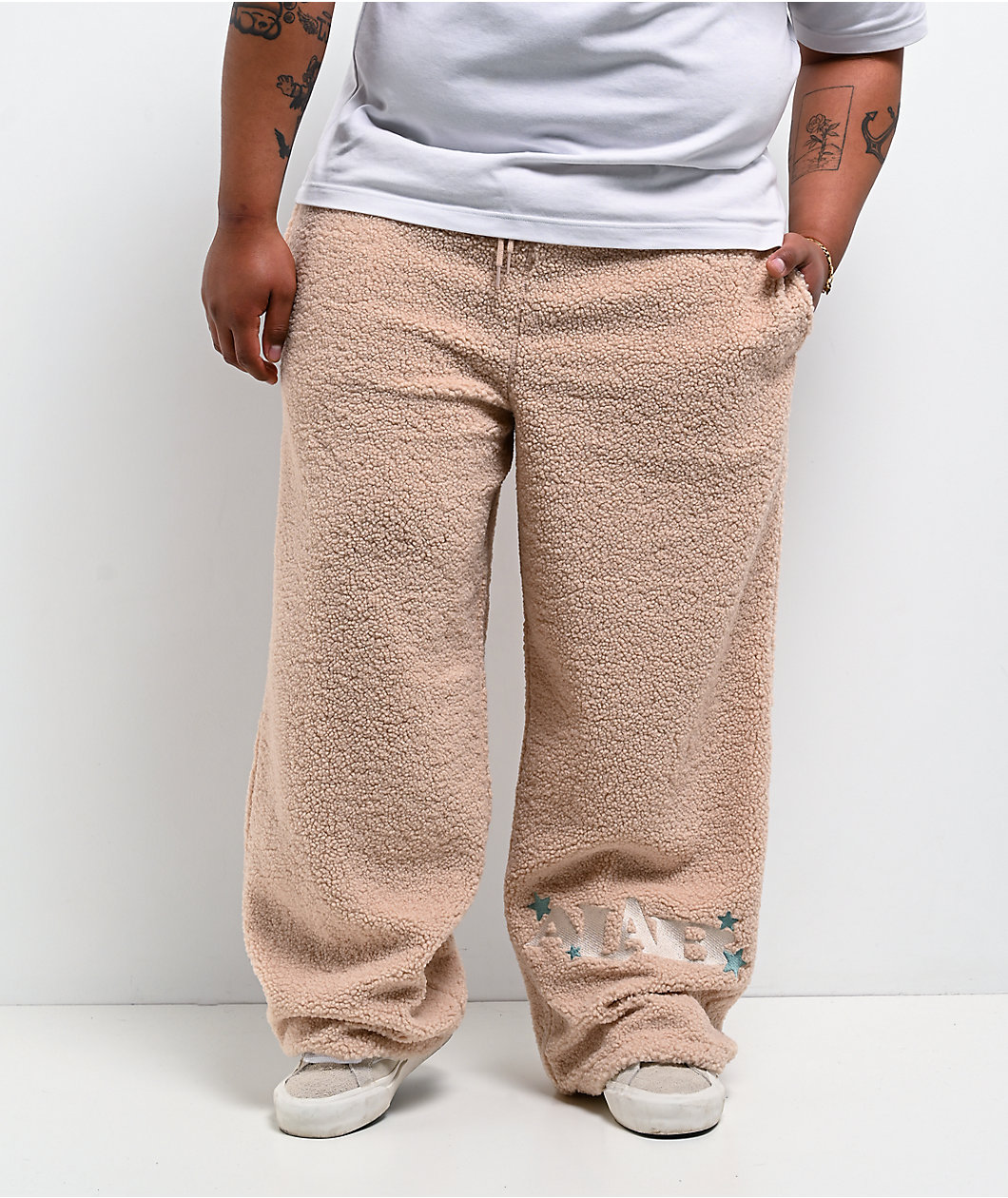 A.LAB Vibey Beige Sherpa Lounge Pants