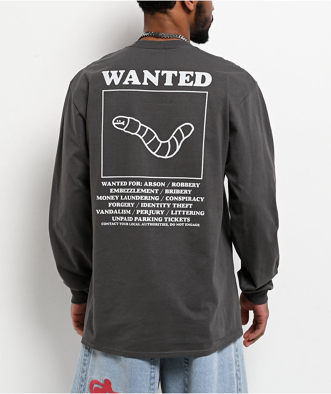 A.LAB Wanted Worm Charcoal Long Sleeve T-Shirt