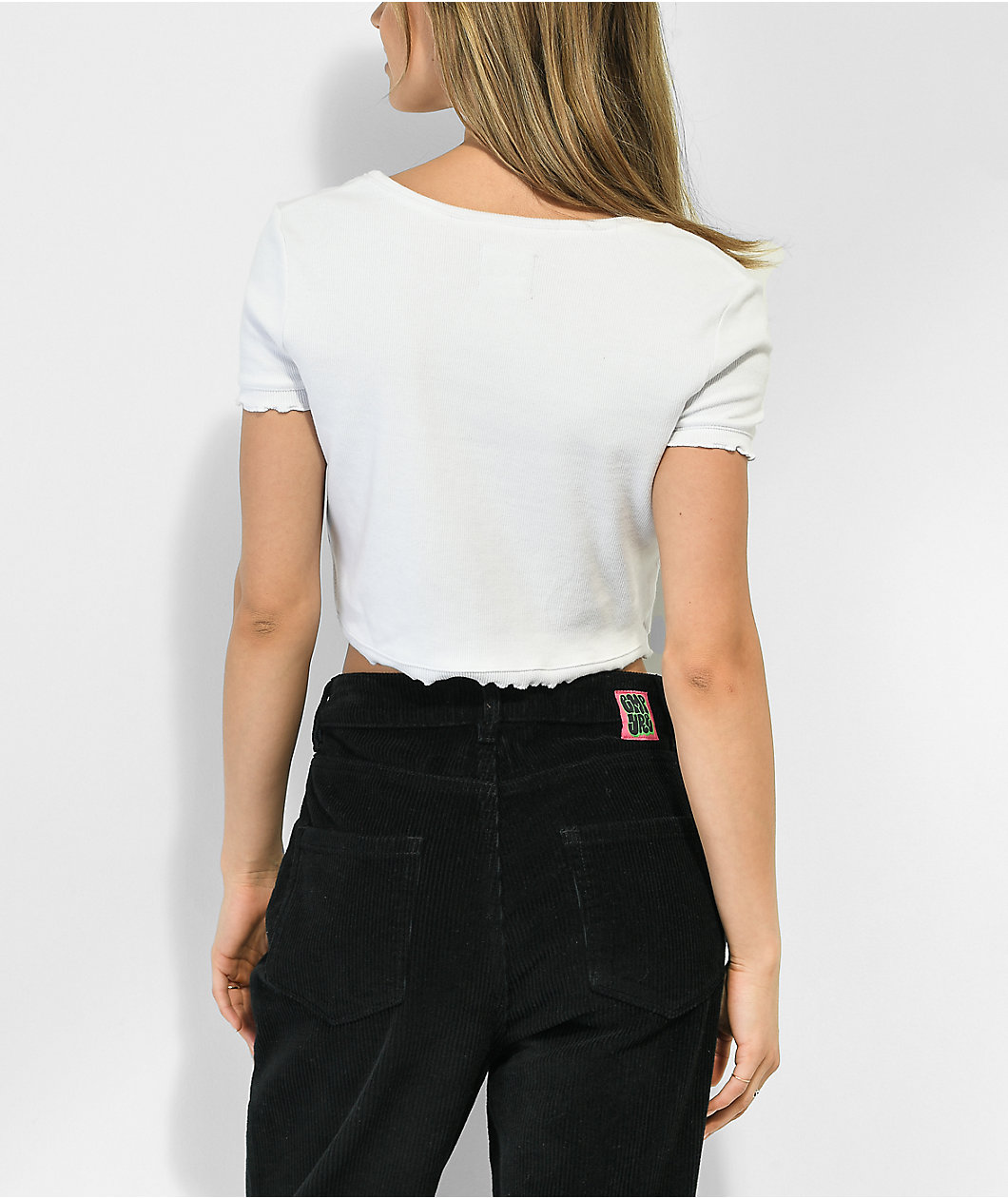 A.LAB Zowie White Tie Front Crop Top