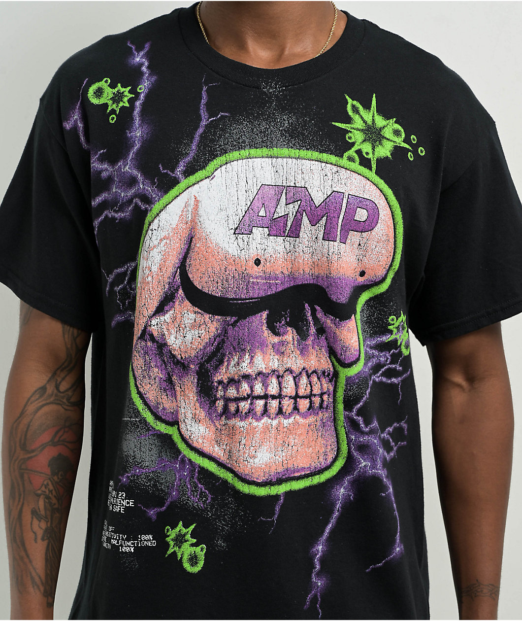 AMP Skull Lightning Black T-Shirt