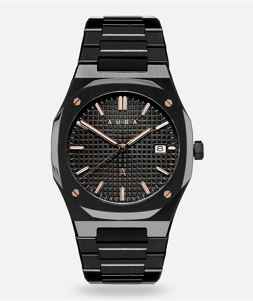 AURA Date 002 Black & Rose Analog Watch