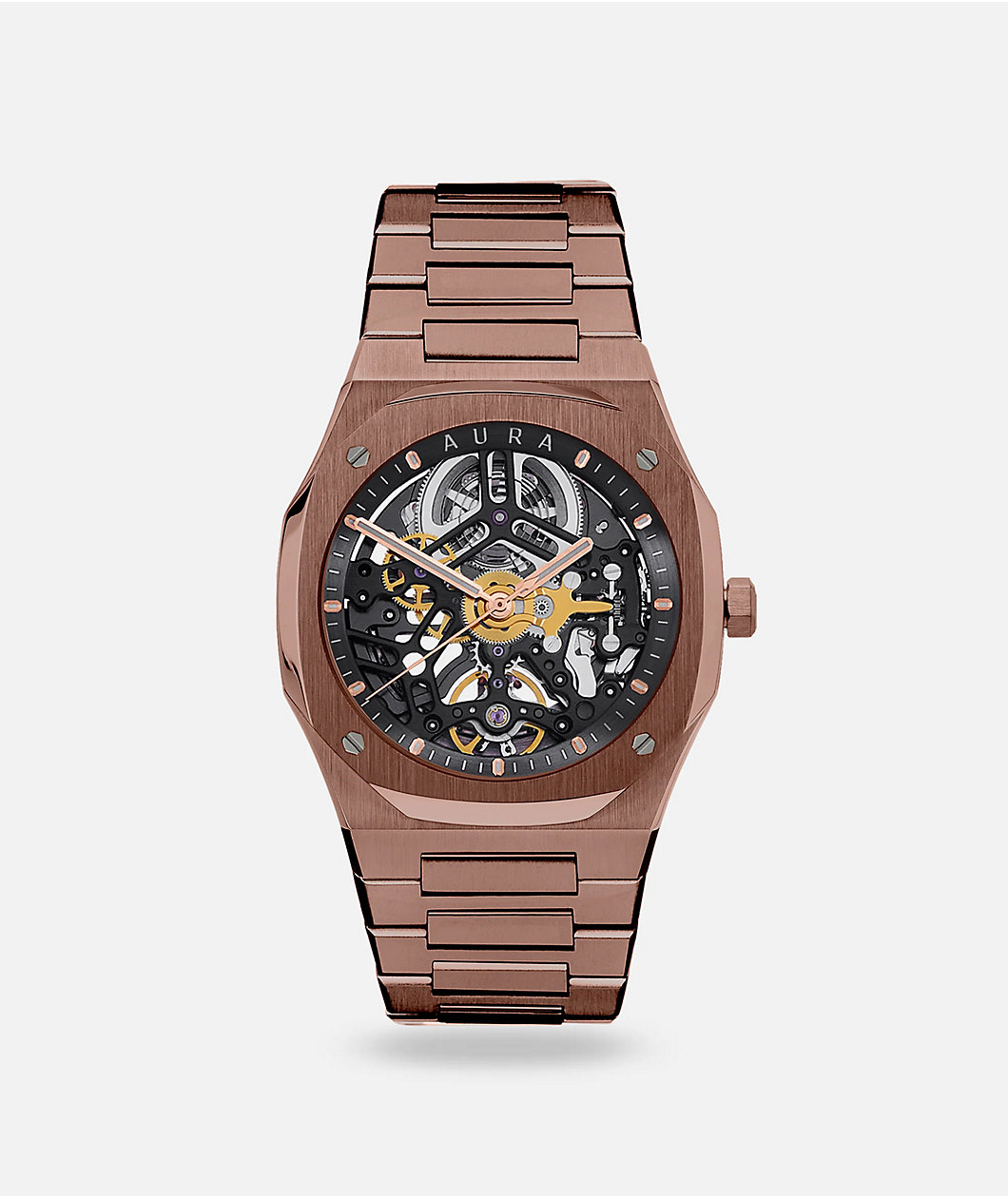 AURA Skeleton 002 Coffee Analog Watch