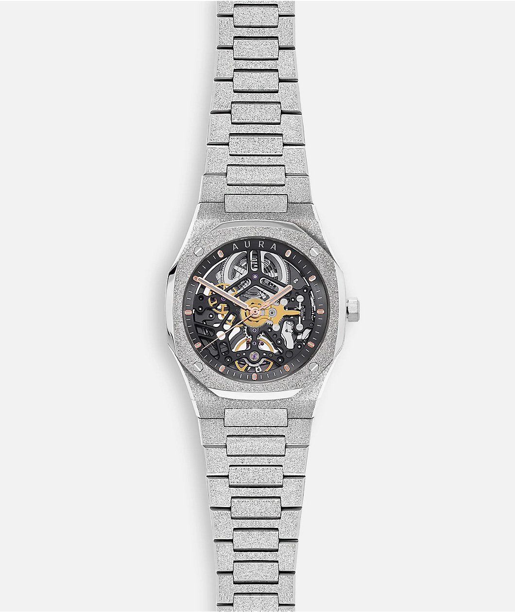AURA Skeleton 002 Steel Frost Analog Watch