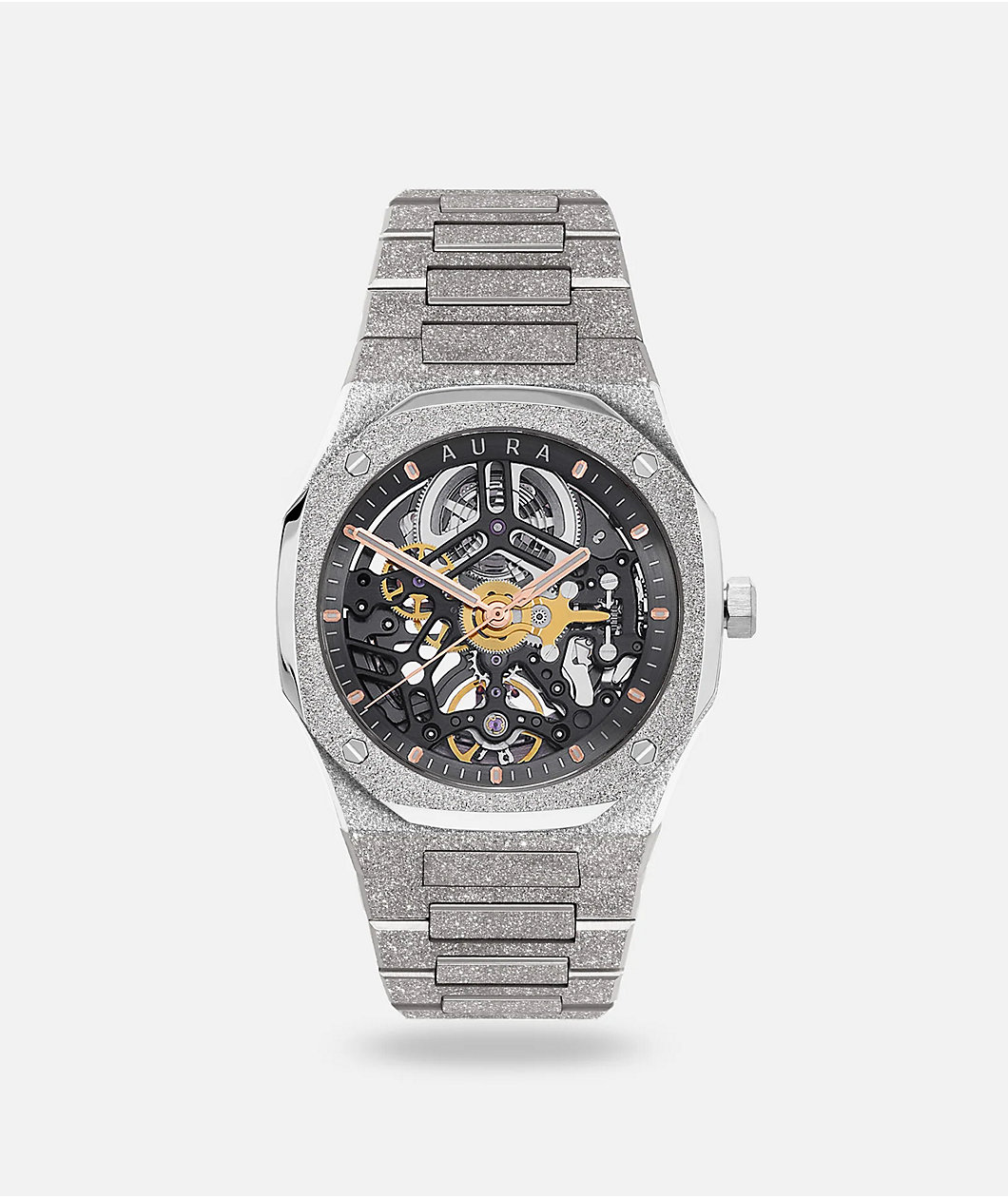 AURA Skeleton 002 Steel Frost Analog Watch