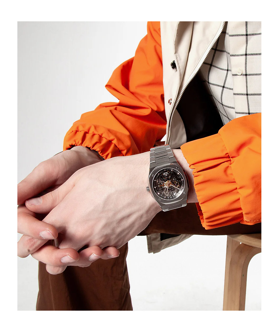 AURA Skeleton Steel Analog Watch