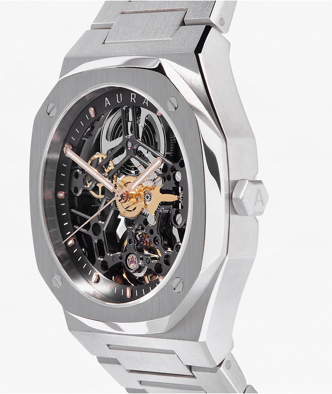 AURA Skeleton Steel Analog Watch