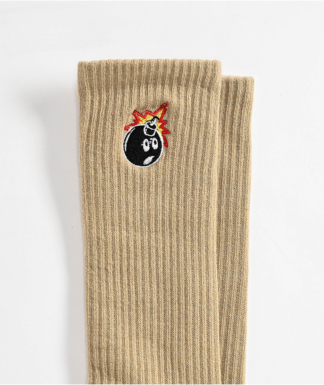 Adam Bomb Logo Cream Crew Socks