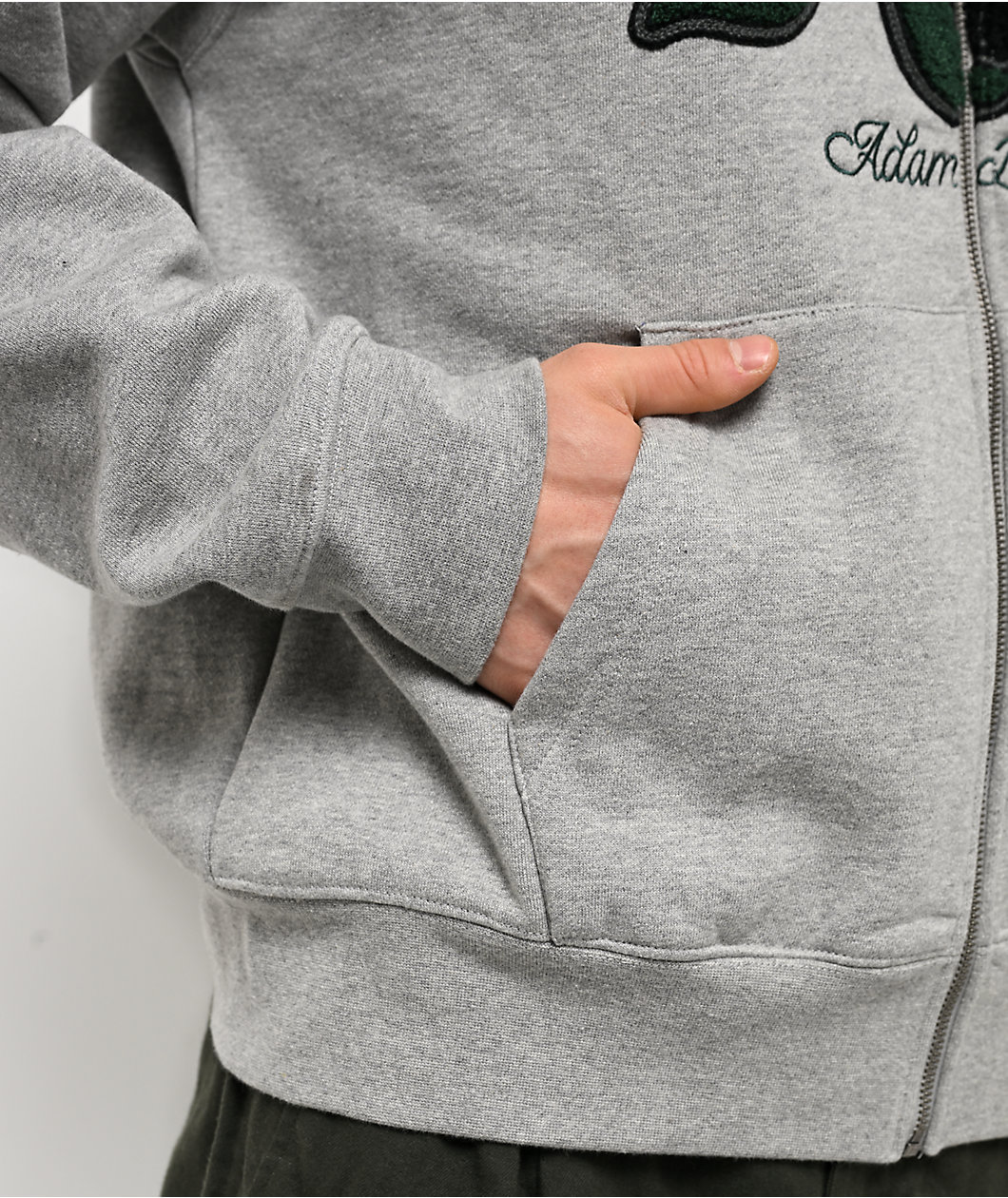 Adam Bomb Mascot Chenille Grey Zip Hoodie