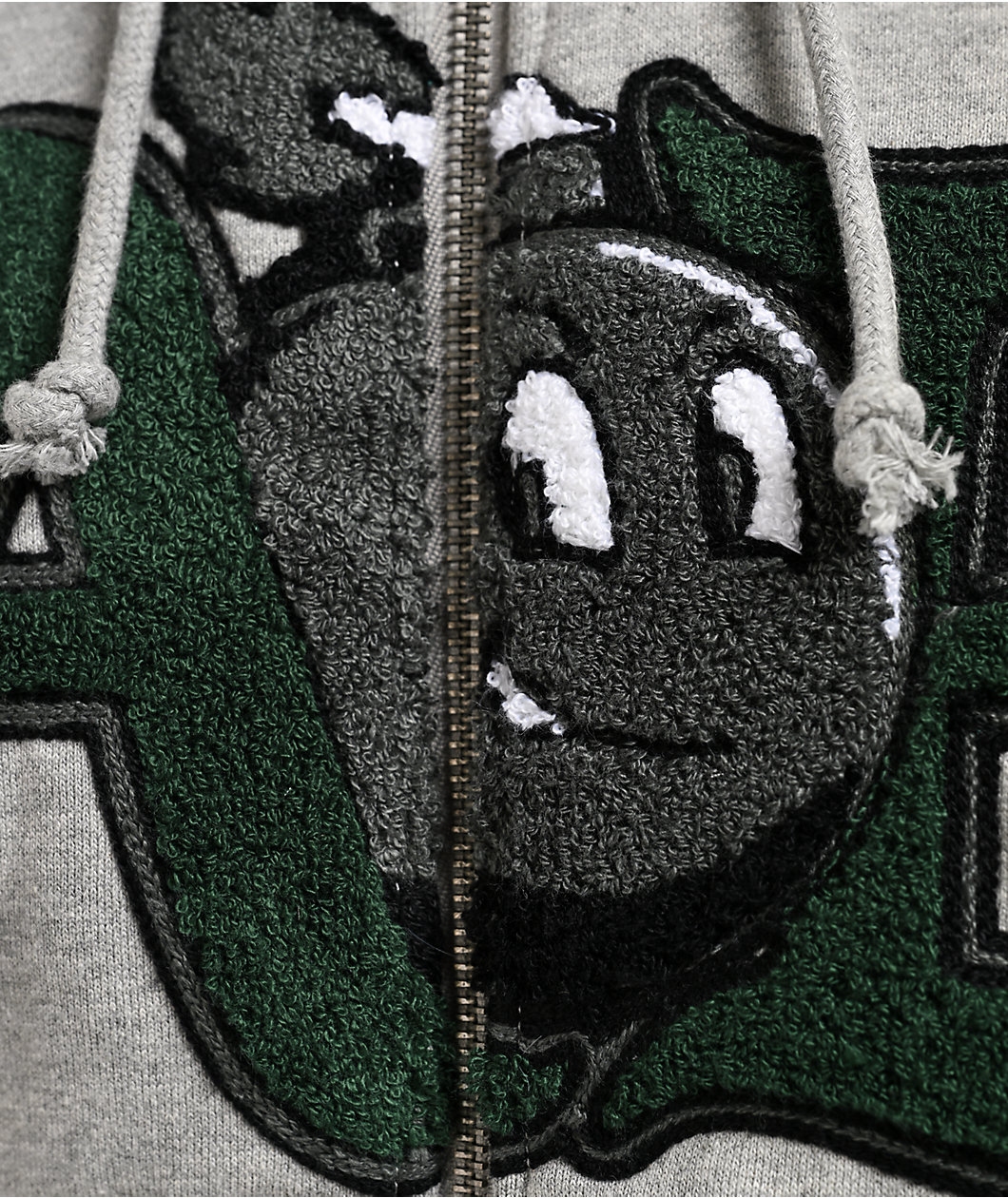 Adam Bomb Mascot Chenille Grey Zip Hoodie