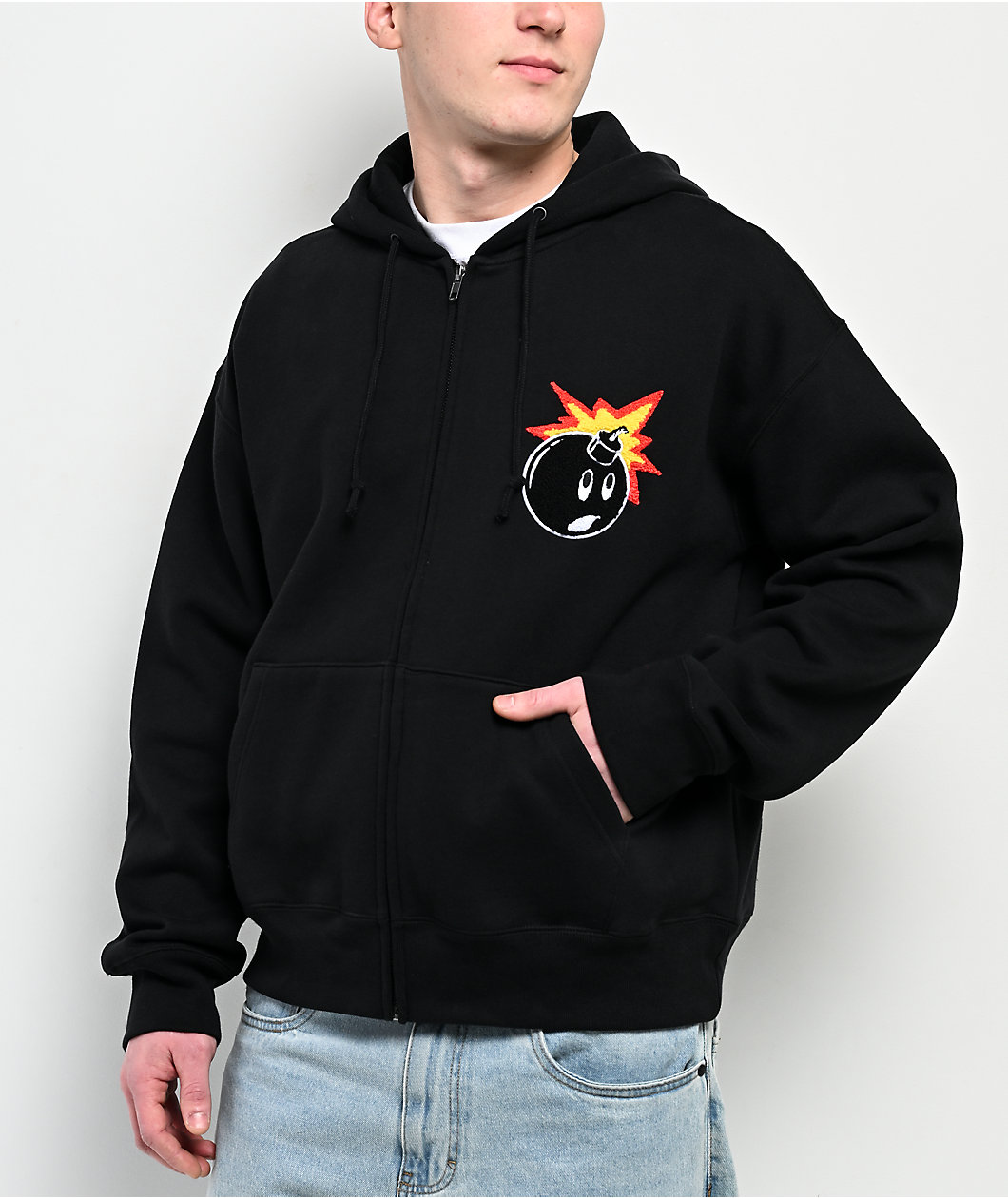 Adam Bomb OG Logo Chenille Black Zip Hoodie