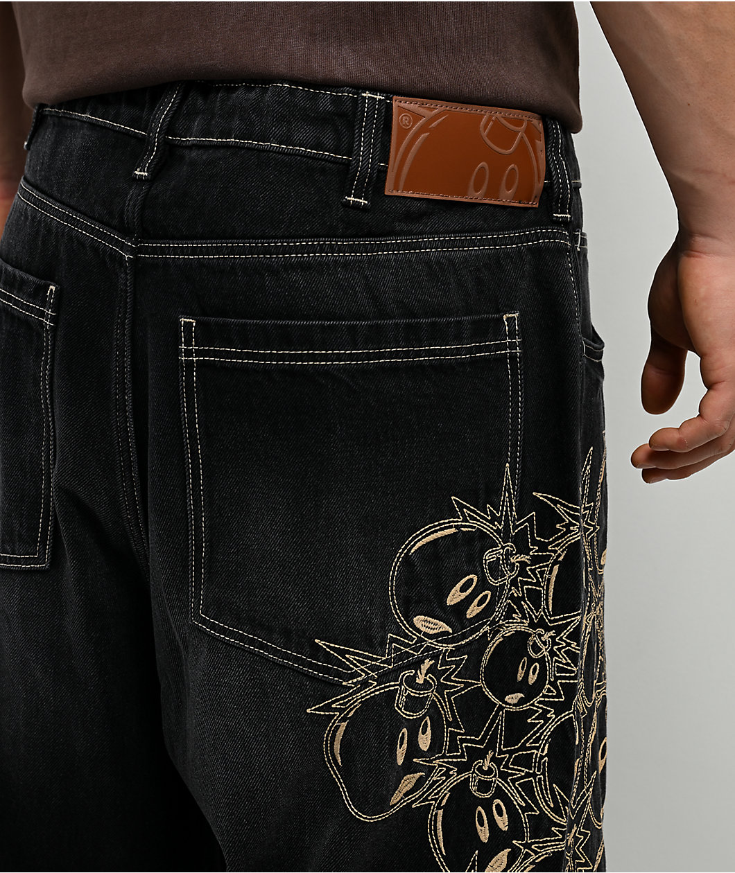 Adam Bomb Pockets Full Black Wash Baggy Jeans