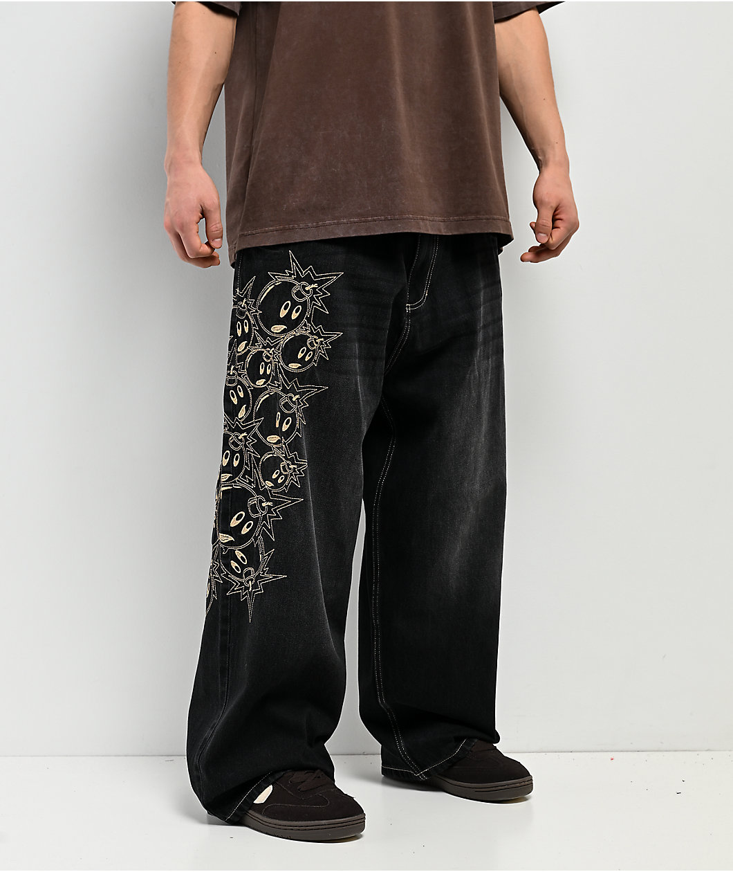 Adam Bomb Pockets Full Black Wash Baggy Jeans