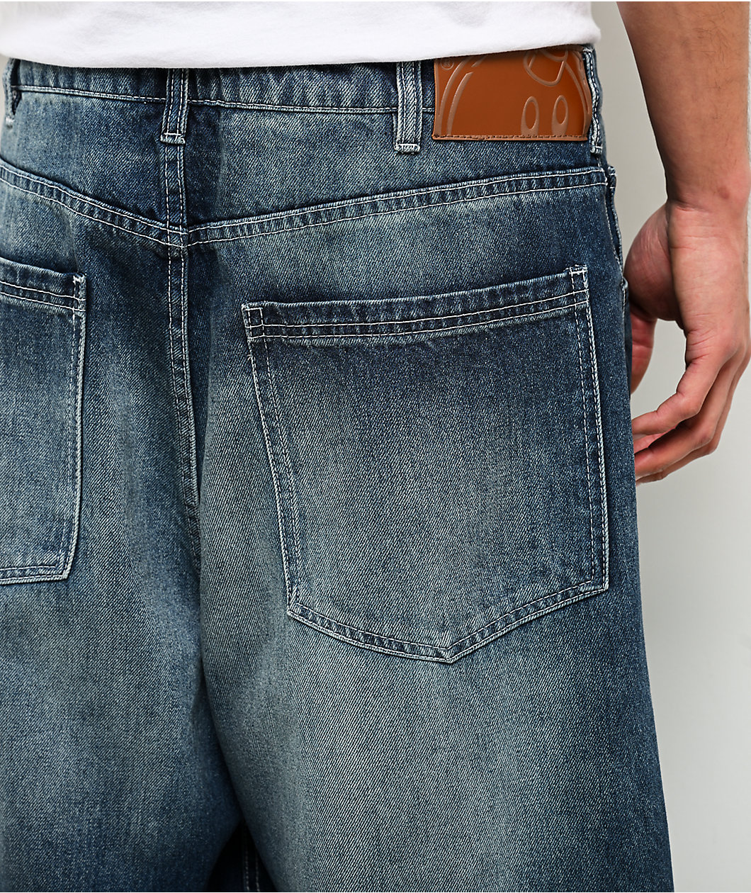 Adam Bomb Variety Patch Blue Wash Baggy Jeans