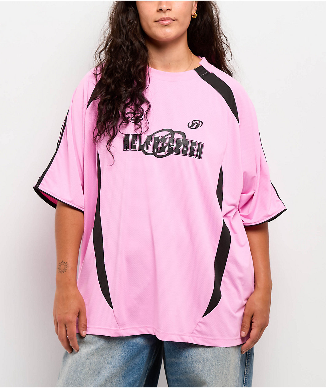 Aelfric Eden Contrast Color Striped Pink Soccer Jersey