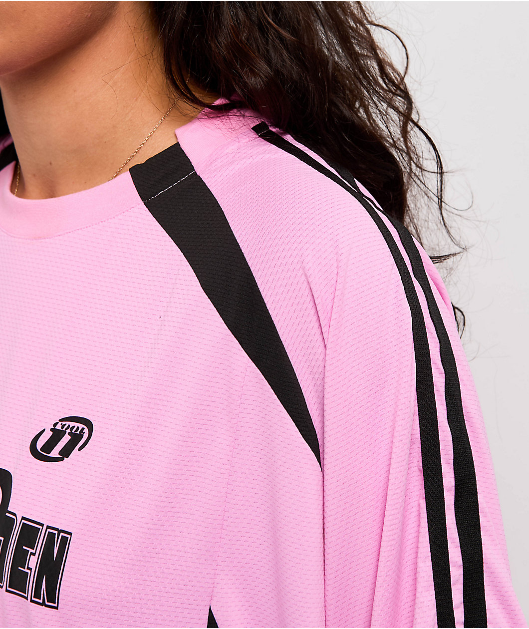 Aelfric Eden Contrast Color Striped Pink Soccer Jersey