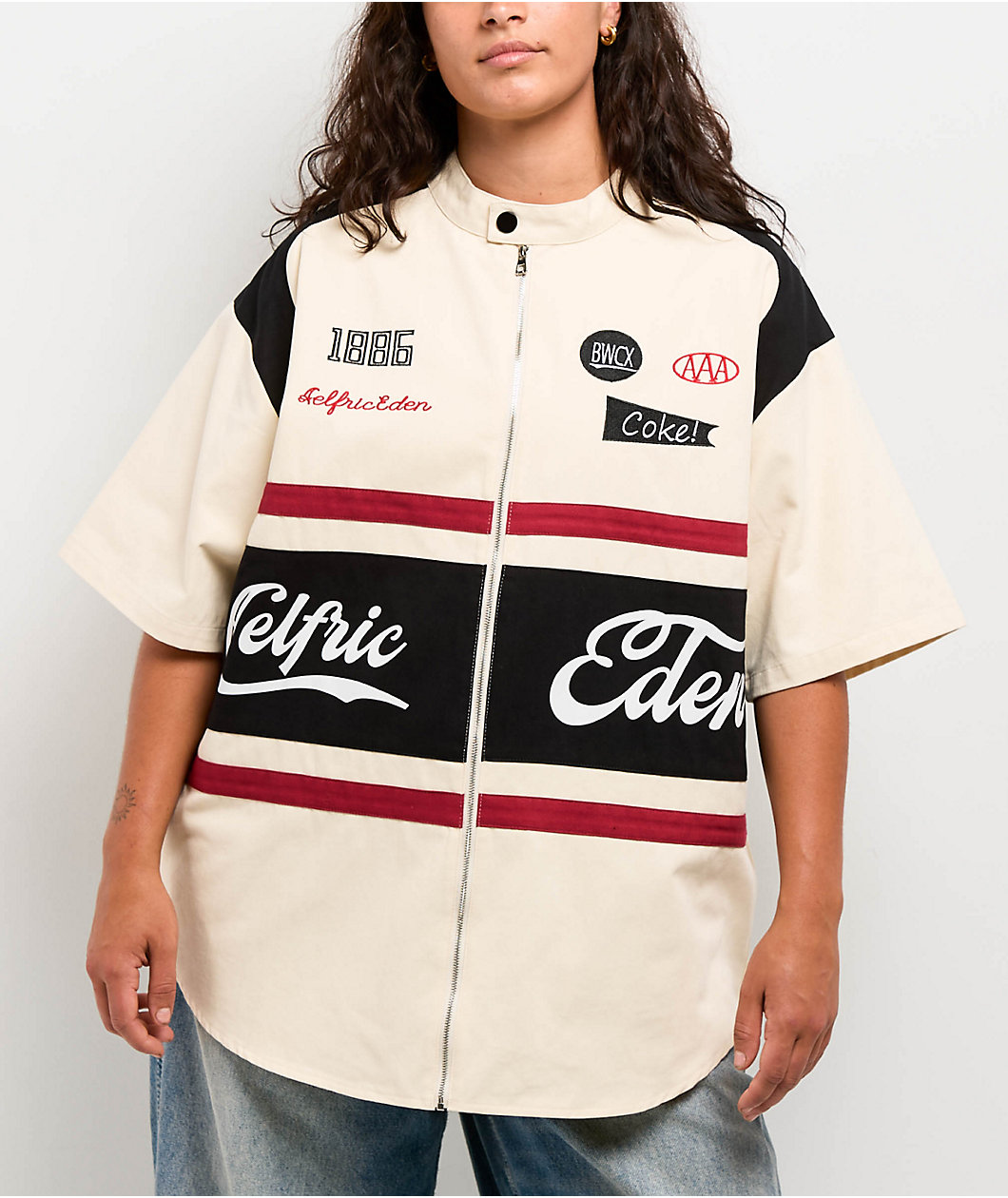 Aelfric Eden Racing Zip Up Cream Heavyweight Jersey