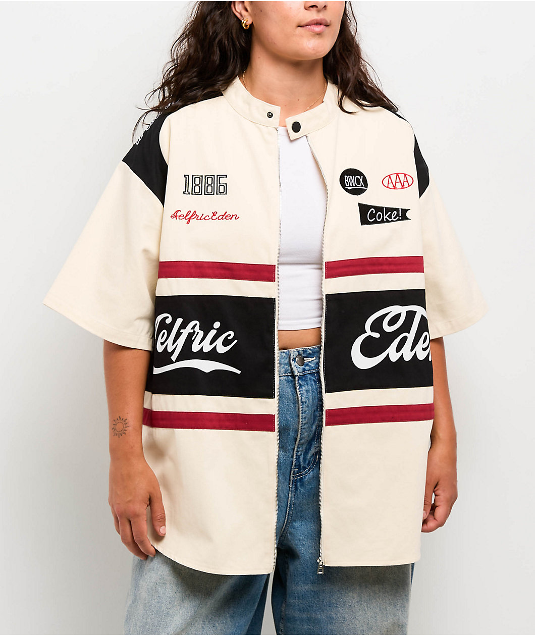 Aelfric Eden Racing Zip Up Cream Heavyweight Jersey