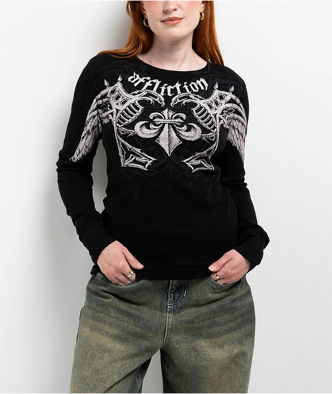 Affliction Agulias Black Thermal Long Sleeve T Shirt Coquitlam Centre