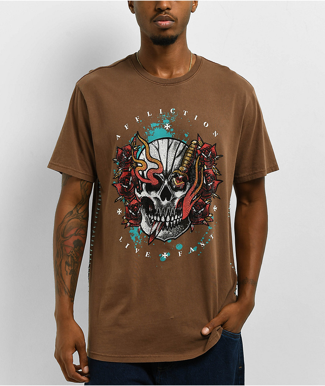 Affliction Alley Wreck Brown T-Shirt