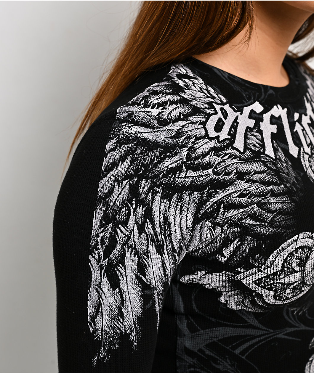 Affliction Angelo Black Thermal Long Sleeve T-Shirt